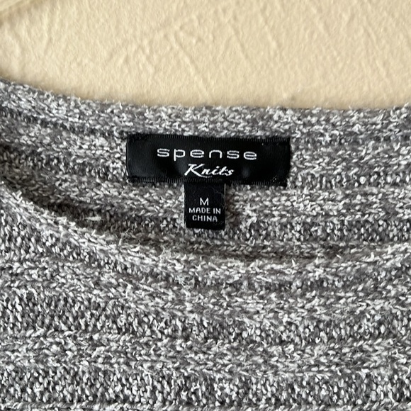 Spense Knits Gray Ribbed Sweater 3/4 Sleeves Crewneck Size Medium - Picture 2 of 11
